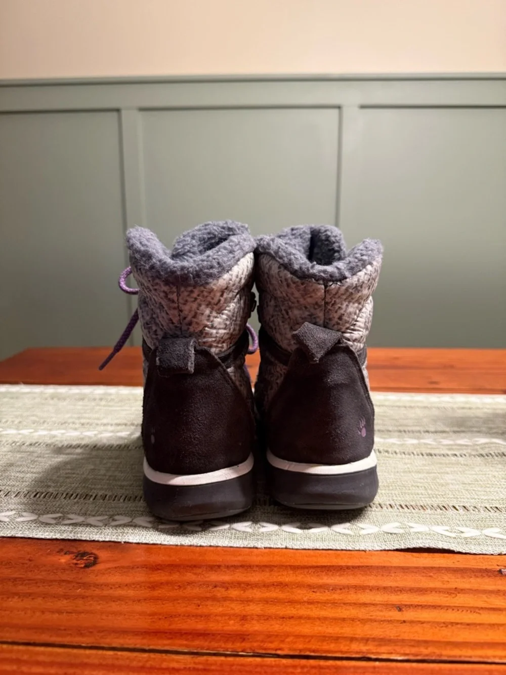 BearPaw Women's Ruby Charcoal Gray & Purple Winter Snow Rain Lace-up Boots - 5 - Picture 4 of 6